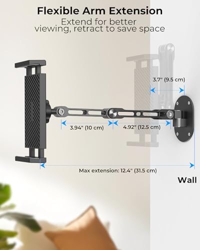 iPad Wall Mount Holder, Heavy Duty Aluminum Tablet Wall Mount, Full Motion - Image 5