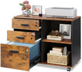 DEVAISE 3-Drawer File Cabinet with Lock, Wood Filing Cabinet, Rustic Brown by DEVAISE