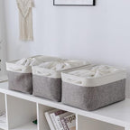 TheWarmHome Storage Baskets for Organizing, X Large - 3 Pack 17.7L×13.8W×9.8H in Foldable Storage Bins for Shelves, Fabric Storage Box for Closet Nursery Toy Gift (White & Grey) - Image 2