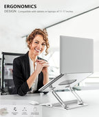 BoYata Laptop Stand, Adjustable Multi-Angle Riser, Up to 17 Inches, Silver - Image 2