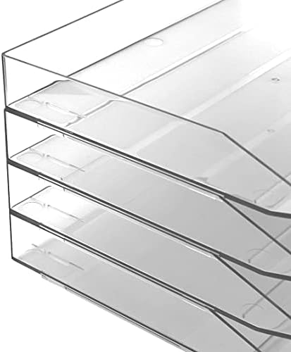 Acrimet 4 Tier Paper Organizer Letter Tray – Plastic Stackable Desk File Organizer, Side Load Paper Sorter for Letter/A4 Office File Folder Holder – Clear Crystal - Image 6