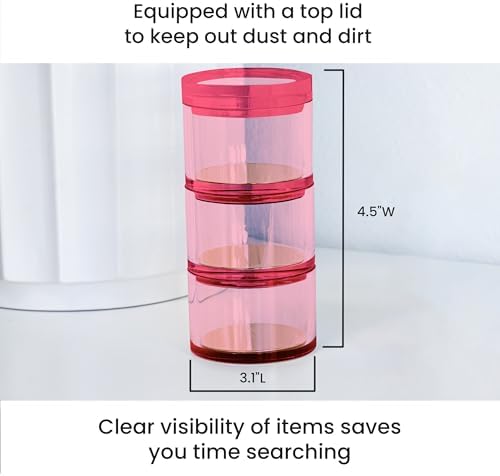OfficeGoods 3-Tier Stackable Acrylic Holder, Pink with Silver Metal Base - Image 6