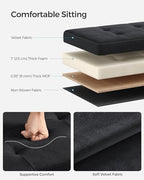 SONGMICS Storage Ottoman Bench, 43.3 Inches Velvet Foldable Foot Rest - Image 4