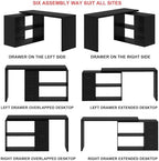 HSH Black L Shaped Desk Corner Desk with 3 Storage Drawers 55 inch - Image 4