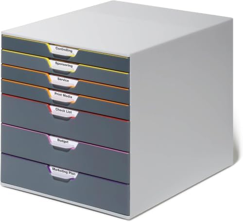Durable Varicolor Drawer Organizer, 7 Color Coded Drawers, Gray by DURABLEOfficeProducts