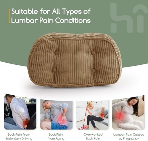 HIGOGOGO Lumbar Support Pillow for Recliner Chair/Accent Chair/Couch/Office Chair, Tufted Corduroy Back Support Cushion for Elderly, Recliner Cushions for Back Rest, Pain Relief, Reading, Coffee - Image 6