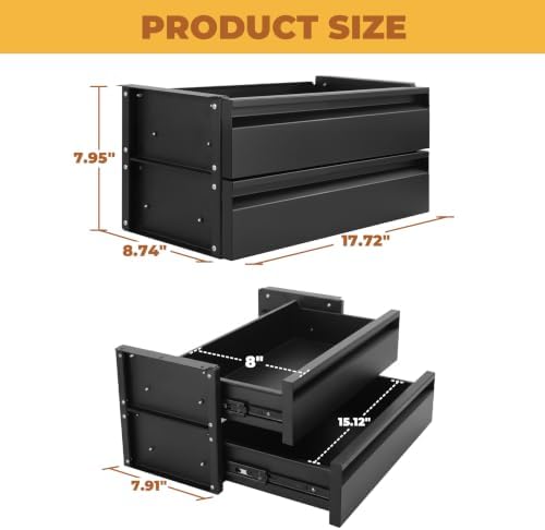 POPMOON 15in 2-tier Under Desk Drawer Adjustable Pull-Out Storage Organizer - Image 2