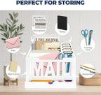 Mail Organizer Countertop, Desktop Mail Sorter with Drawer & Label Tags, WH - Image 5