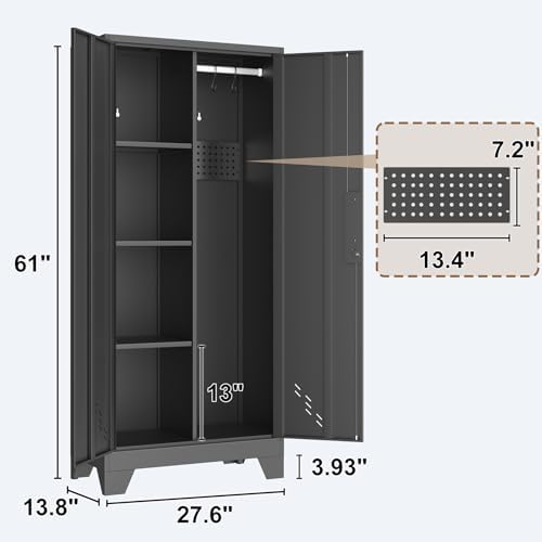61" Metal Storage Cabinet with Lock for Garage, Utility Closet - Image 3