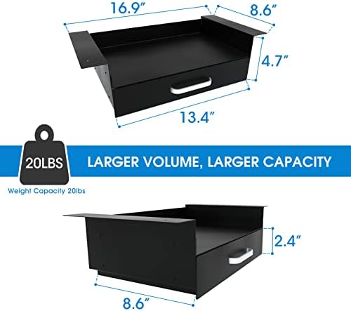 GOME Under Desk Drawer Storage with Laptop/Book/Folders Shelf, Double Layer Easy Slide-Out Undermount Drawer Organizer with Ball Sliding Track for Home Office Sit-Stand Workstation - Image 2