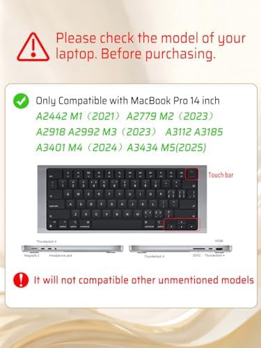 Seorsok Compatible with MacBook Pro 14inch Case 2026 2025-2021 M5 M4 M3 A3426 A3427 A3434 A3112 A3185 A3401 M2 A2779 M1 A2442,Leather Plastic Hard Shell Case&Keyboard Cover,Beige Woven No Logo Cutout - Image 3