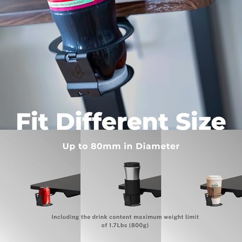 DEZCTOP Desk Cup Holder Under Table Rotation Anti-Spill Swivel Drink Holder Table Edge Cup Holder with Absorbent Cup Pad Water Bottle Stand for PC Gaming Office Desk Fit Most Beverage Cup Sizes, Black - Image 4