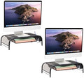 Mind Reader Monitor Stand, Ventilated Laptop Riser, Paper Tray, Office, Metal Mesh, Set of 2, Black by MindReader