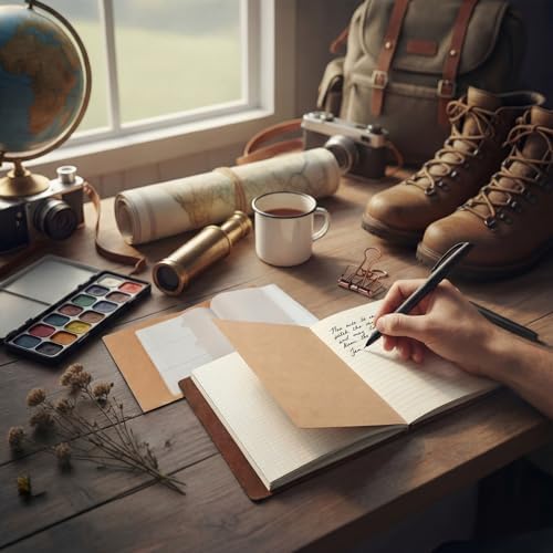 Traveling Refillable Leather Journal Notebook, Coffee Color, A5 Size - Image 5