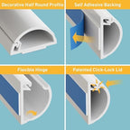 D-Line Half Round Cord Hider, Patented Cable Cover, Hide TV Wall Mount Wires, Raceway for Cords, Decorative Wire Covers, Paintable, Adhesive Cable Concealer, 10x 0.78in W x 0.39in H x 15.7in L, White - Image 3
