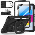 Case for iPad (A16) 11th/10th Generation 11/10.9 Inch 2025/2022, Ubearkk for iPad a16 case with Screen Protector, 360 Degree Rotating Stand Shoulder Strap Pencil Holder,Black by Ubearkk