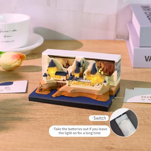 3D Calendar 2027, Unique 3D Memo Pad Tear Away Time Piece Calendar, Fun DIY Paper Carving Art Castle 3D Desk Calendar Notepad Gift for Christmas, New Year - Image 4