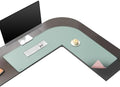 Vyaaa L Shaped Desk Mat, (39"+ 39") x 13" Corner Desk Mat, Green and Pink by Vyaaa