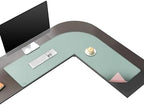 Vyaaa L Shaped Desk Mat, (39"+ 39") x 13" Corner Desk Mat, Green and Pink by Vyaaa