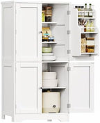 TEENFON Storage Cabinet, Pantry Cabinet with 4 Doors and 3 Storage Shelves, Kitchen Cabinet, Bathroom Storage Cabinet for Living Room, Small Space, Dining Room, 51”H White by TEENFON
