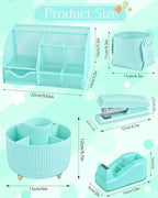 Green Desk Accessories and Organizers with Desk Organizer and 360°Rotating Pen Holder stapler Pen and a Lot of Office Green Office Supplies Beautifully Presented in a Gift Box - Image 6