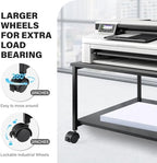 EMERIT 2-Tier Under Desk Printer Stand w/Storage - 19.5x19.5x12.8''Heavy Duty Rolling Cart, Mobile Printer Table with Lockable Wheels for Home Office Organization - Industrial Style - Image 4