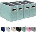 4 Pack Letter Size File Storage Box Collapsible, Fabric Hanging File Folders Organizer, Portable Office Document Holder with Metal Handle, Smooth PVC Rails, Green by ComfortKeeper