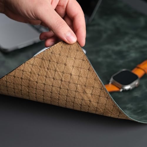 Jersey Genuine Calfskin Leather Desk Pad, Office Desk Mat with Non-Slip Bottom, Smooth Surface for Mouse & Keyboard, Desk Protector (14.6x31.5 inches) (Dark Green) - Image 5
