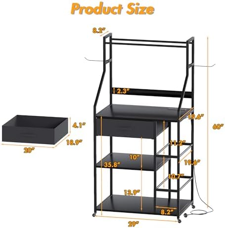 Heavy Duty 3D Printer Stand with Filament Storage & Power Outlet (Black) - Image 2