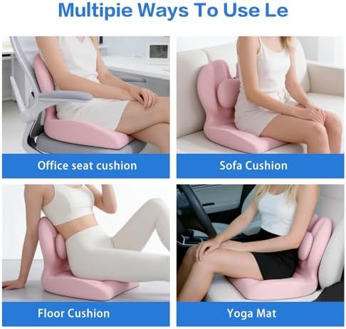 Adjustable Memory Foam Lumbar Cushion - Ergonomic Lower Back Support Pillow with Cotton Cover, Mid-Height Customizable Design for Office Chair, Car Seat, Long Sitting (Pink, Large) - Image 6