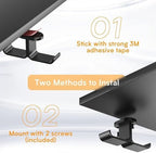 Headphone Stand Hanger Stand Under Desk Hook 360° Rotation Ball Plunger Hanger Aluminum Stick-On Adhesive Dual Headsets Holder Mount PC Earphone Stand - Image 3
