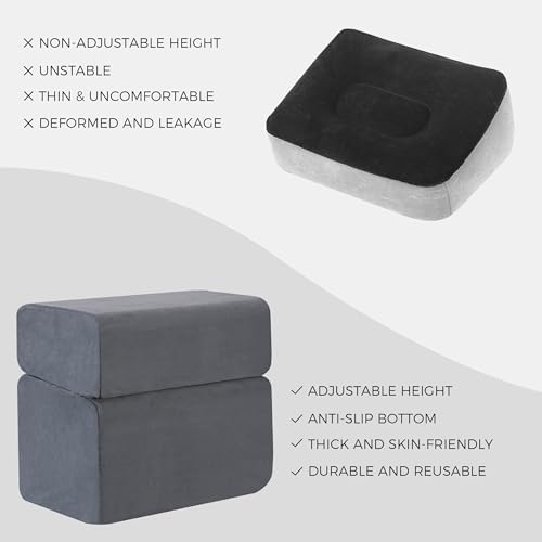 Ganondorf Foot Rest for Under Desk at Work Adjustable Foot Rest Under Desk Ergonomic Foot Stools for Under Office Desk Leg Pillow for Underdesk Footrest with Washable Cover, Grey - Image 7