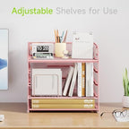 Cawukege 2 Pack 5 Tier Paper Organizer, Letter Tray with Handle, Mesh Desk Organizer, Metal File Organizer, Office Desk Accessories for Home, Office, Classroom, School (Pink, 2) - Image 2