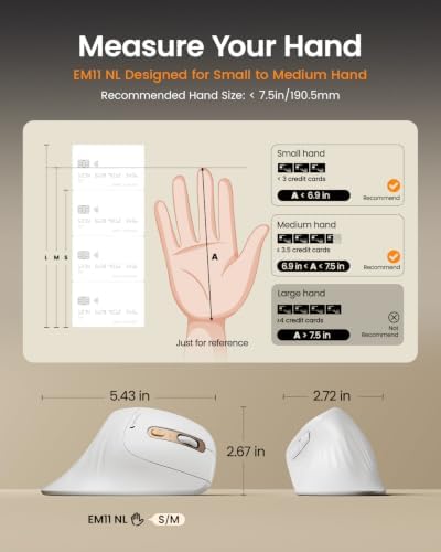 ProtoArc EM11 NL Wireless Ergonomic Mouse, Rechargeable, White Gold - Image 2