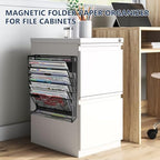 7-Tier Magnetic File Holder, No Drilling Wall File Organizer, Hanging File Organizer, Vertical Holder Rack for File Cabinets, Whiteboard, Refrigerator - Image 2