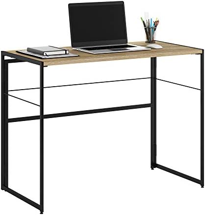 Furinno Riau No Tool/No Assembly/Folding Metal Frame Computer Desk, Sonoma Oak/Black by Furinno-FitsYourSpaceFitsYourBudget