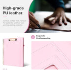 Ospelelf Leather Clipboard with Storage, Spiral Clipboard Folio for Letter Size with Phone Pocket, Zipper Pouch and 5 Dividers, Portfolio Organizer for Office, School Pink - Image 6
