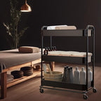 Simple Houseware 26" Extra-Wide 3-Tier Heavy Duty Metal Utility Cart, Black - Image 6