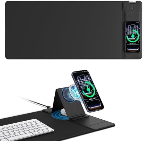 Mouse Pad with Magnetic Wireless Charging & Adjustable Phone Stand by abcmat