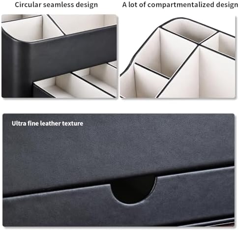 KINGFOM Desk Organizer with Drawer, Multifunction Pencil Holder for Desk, Desk Organizer and Accessories 5 Compartments for Home Office Supplies (Black) - Image 4