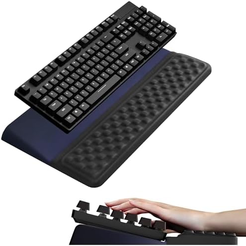 Ospelelf Keyboard Wrist Rest, Ergonomic Memory Foam Wrist Support for Typing & Gaming, Tilted Keyboard Pad, Aesthetic Desk Accessories for Office, Relief for Carpal Tunnel & Wrist Pain, Black Blue by OspelelfOfficeSupplies