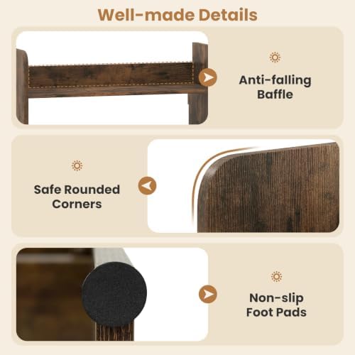 Tangkula Extendable Desktop Bookshelf, Dorm Desk Hutch, Rustic Brown - Image 7