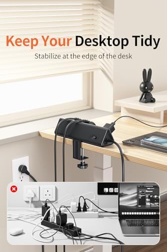 AnnTane Desk Clamp Power Strip USBC, 40W Fast Charging, 10 Ft, Black - Image 6