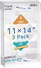 NIUBEE 11x14 Acrylic Sign Holder Wall Mount Clear Poster Frame 3 Pack by NIUBEE