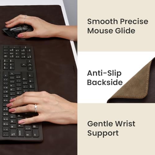 Full Grain Leather Desk Pad, Dark Brown, L (27.6 x 11.8 inch) - Image 5