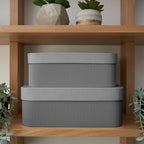 Decorative Storage Boxes with Lids - Set of 2 Fluted Photo Organizer Bins - Image 7