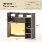 GOFLAME Desk Hutch, 8 Shelves Desktop Bookshelf, 31.5”, Gray - Image 2