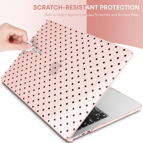 Case for 2026/2025/2024/2023 MacBook Air 15-inch Laptop Release M5 A3448 /M4 A3241 /M3 A3114 /M2 A2941, Stylish Protective Hard Shell Cover for MacBook Air 15.3 inch, Pink & Black Polka Dots - Image 5
