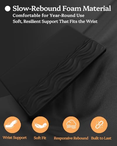 Wrist Rest for Computer Keyboard, 2 in 1 Keyboard Wrist Support Pad, Memory Foam Keyboard Riser Holder Lift Tray with Wrist Pad for Easy Typing for Office Desk, Home, School (150-Black) - Image 4