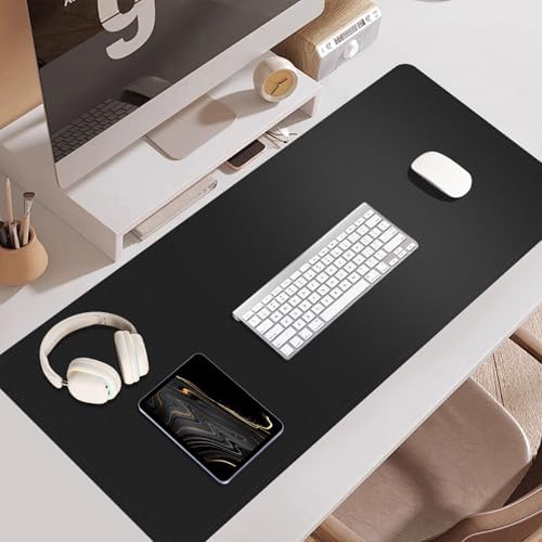 BLESWIN Large Desk Pad, 47.2'' x 23.6'', Office Desk Mat, Computer Mat for Desk, Leather Desk Pad Protector, Sewing Desk Blotter, Desktop Writing Pad for Office/Home/Decor Black - Image 6